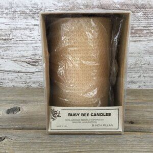 Vintage Busy Bee Candles Handrolled Pure Beeswax Pillar Dripless Original Box